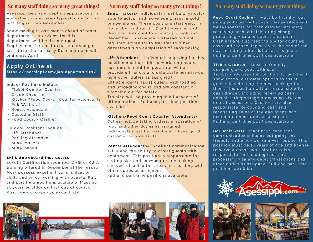 brochure with hiring information
